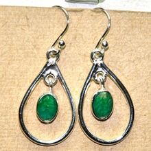 Emerald Gemstone Silver Earring