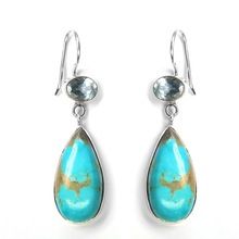 Gemstone Blue Topaz Turquoise Silver Earrings