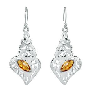 Marquise Faceted Citrine Filigree Earrings
