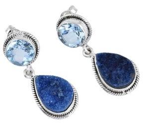 Pear Druzy Round Topaz Earring