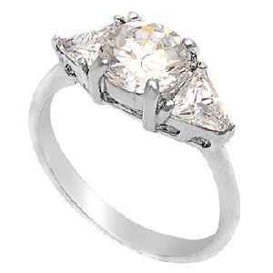 Prong CZ Sterling Silver Princess Ring