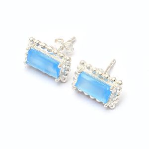 Rectangle Shape Blue Quartz Gemstone earring