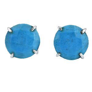 Round faceted Turquoise Gemstone Earring