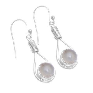 Round Prehnite Gemstone Earrings