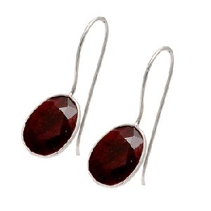 Ruby Gemstone Handmade Design Fixed Ear Wire Dangle Earrings