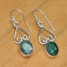 silver emerald earring