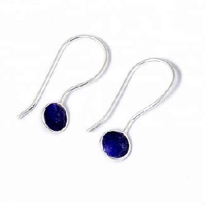 Silver Sapphire Gemstone Earrings