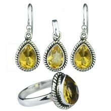 citrine gemstone Ring Earring jewelry set