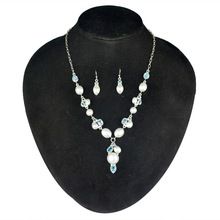 Pearl and blue topaz necklace