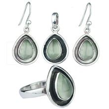 Prehnite gemstone Ring Earring jewelry set