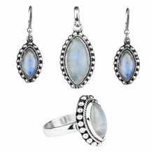 rainbow moonstone ring earring jewelry set
