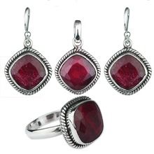ruby gemstone Ring Earring jewelry set