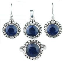 sapphire gemstone Ring Earring jewelry set