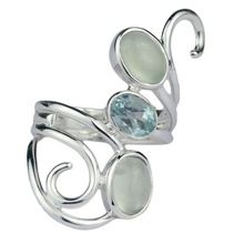 silver chalcedony blue topaz ring