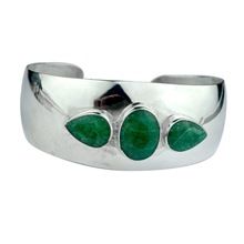 silver Emerald Bangle