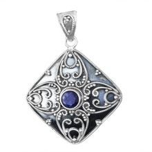 silver sapphire pendant