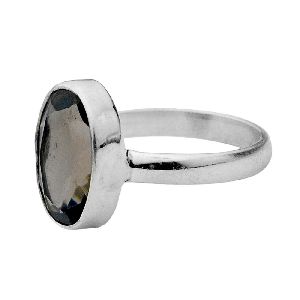 Silver smoky quartz Ring