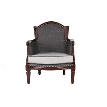 Black Linen Wood Arm Chair