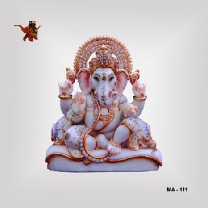 CMT ARTS Stone Marble Painting Sitting Ganesha