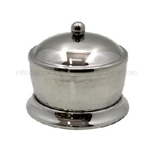Brass Powder Pot With Lid Nickel Plated