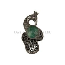 Natural Emerald Pave Set Diamond Ring