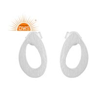 Oval Shape Designer White Rhodium Plated Stud Earring