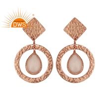 Rose Gold Plated Textured Design Silver Earring