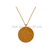 Textured design Yellow Gold Plated Coin Pendant