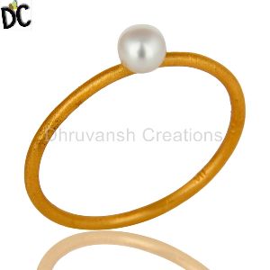 White Pearl Stackable Ring