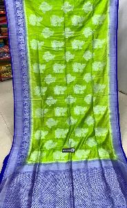 Banarasi Dupion Silk Sarees with All over Silver Jari Weaving Buttas & Borders