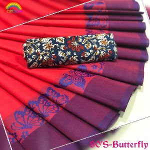 chettinadu pure cotton sarees with Kalamkari blouse
