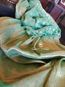 chiffon banarasi sarees with blouse piece