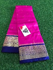 Kanchi silk sarees with single warp with designer big border