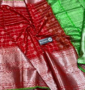 Latest Kanchi Kuppadam Silk Sarees with Silver Jari Borders & Buttas