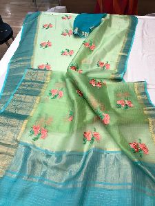 kanchipuram border embroidered sarees