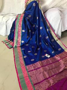 Pure banarasi pattu sarees with big border and blouse