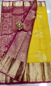 Pure kanchi kora sarees with kanchi border and heavy pallu and brocade blouse
