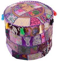 Cotton Blend Antique Furniture Pouffe Covers, Size : Customized Size