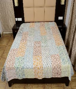 Block Print Ethnic Bedspread Kantha Quilt