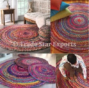 cotton dhurrie carpet round braided rug