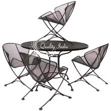 Metallic Designer Flower Chape Garden Chairs and Table