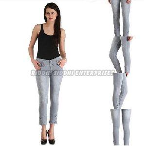 Ladies High Waist Grey Jeans