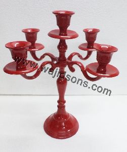 Red aluminum candelabra