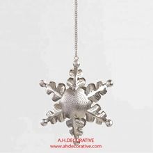 Silver Metal Snowflake Hanging Lantern
