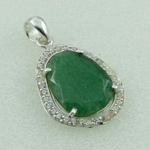 Emerald AND CZ Stone Handmade Pendant