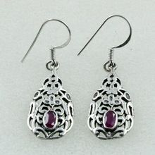 Natural Ruby Stone Silver Jewellery Earring