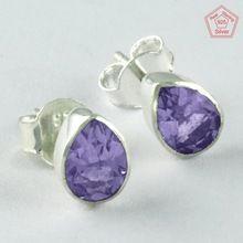 Pear Amethyst Gemstone Earrings