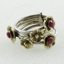Silver Natural Ruby Gem Stone Stackable Ring