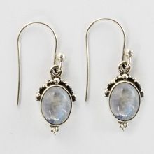 Silver Rainbow Moon Stone Earrings Jewelry
