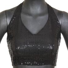 Black halter sequinzed blouse